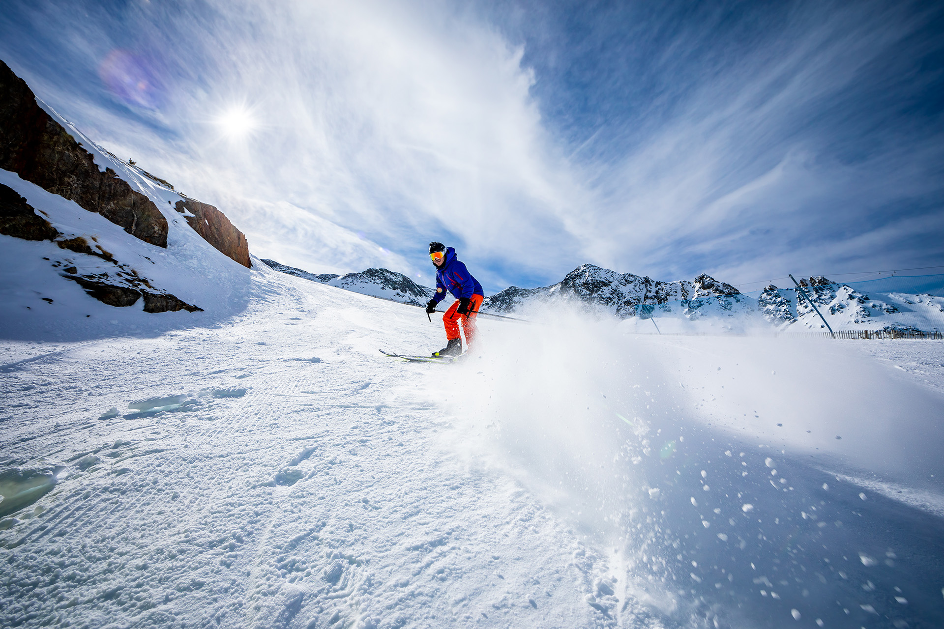 Man skiing on the ski slopes